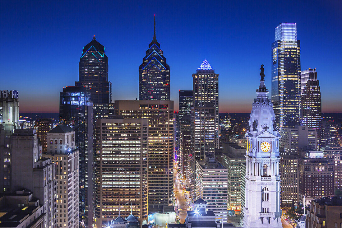 City skyline with financial data overlays